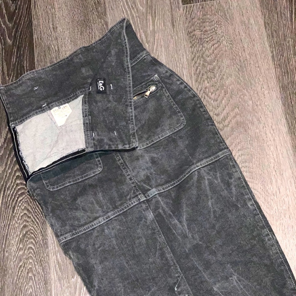 D&G Distressed Black Jean Skirt